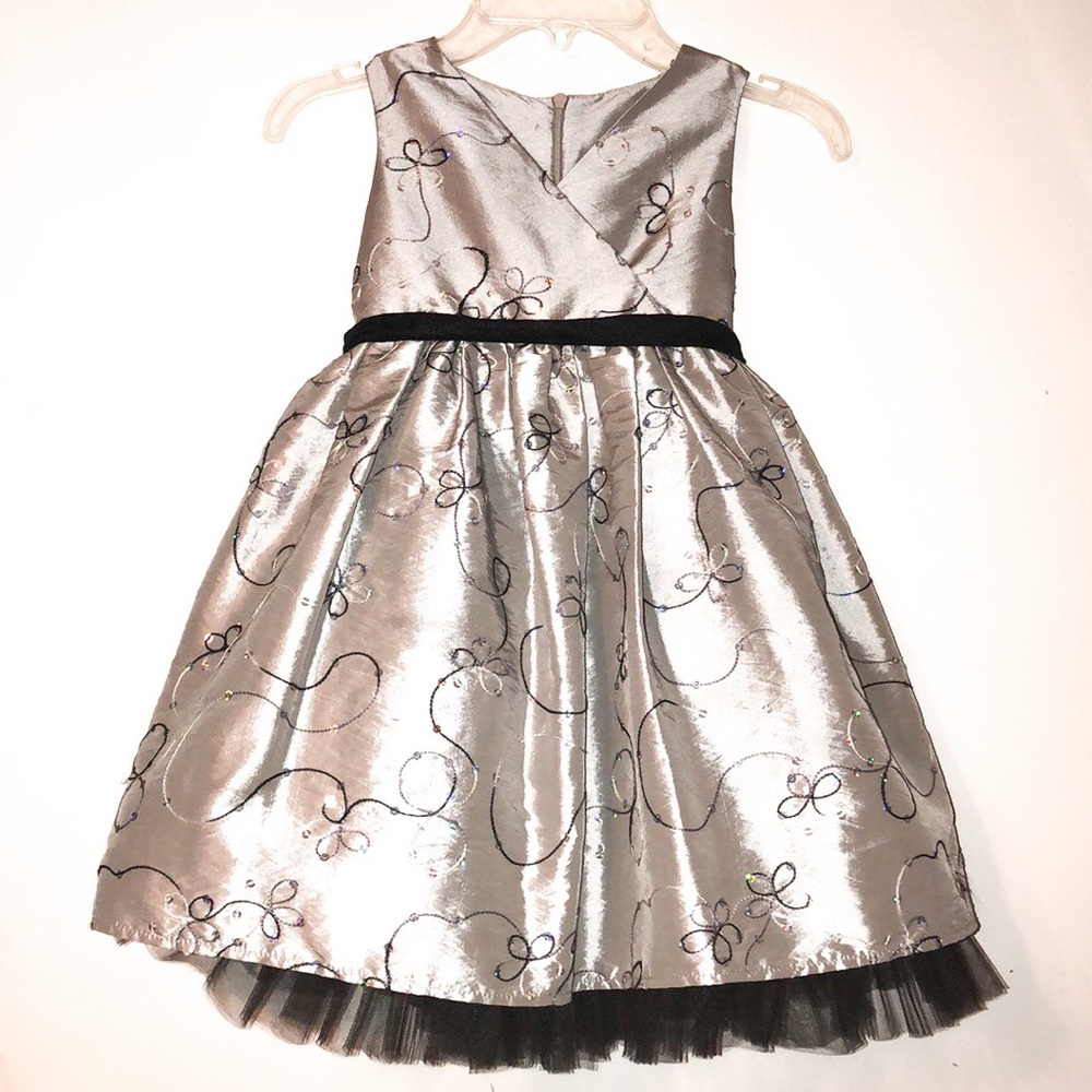 Clearance Girls silver shimmer dress